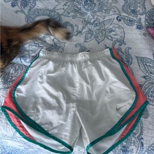 Nike White Shorts with Pink and Green Trim